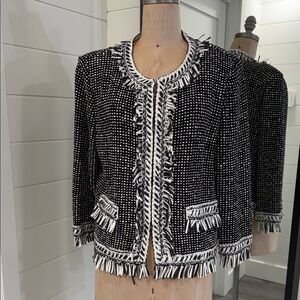 St. John Black and White Textured Blazer